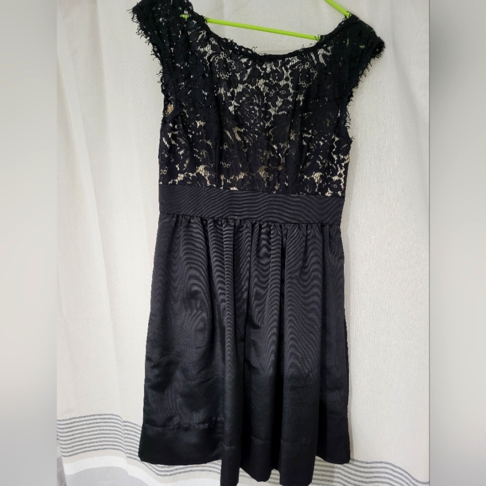 Eliza J Black Lace Fit/Flare Cocktail Party Dress